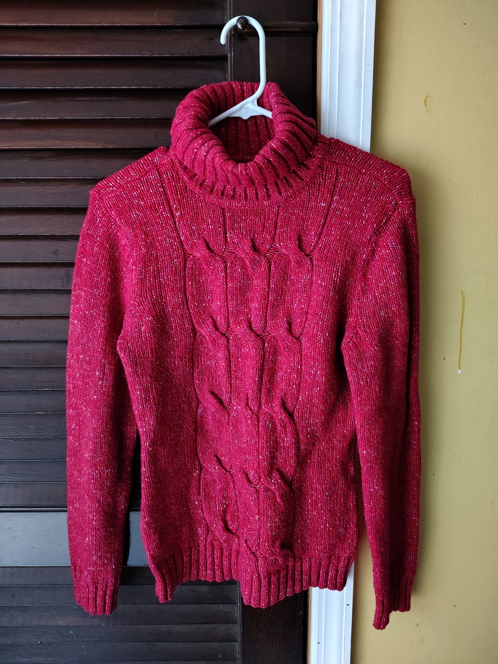 New York & Company Cable-Knit Red Turtleneck Sweater